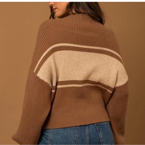 Gilli Women’s Sweater Plus Brown Tan Stripe Cropped Women's 2X EUC - Picture 2 of 11